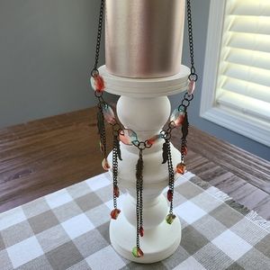 Colorful Feather and Chain Necklace
